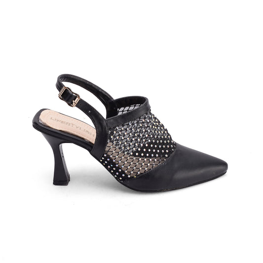 Shoes Heel Leather With Mesh F-26