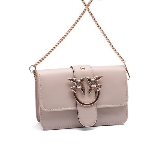 Leather Bag With a Metal Chain Handle-BA-11