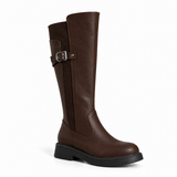 Long Boot Leather And Suede With a low heel and a zipper LB-56