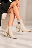 Ankle Boot Women's Leather Mid Heel With distinctive details R-30