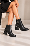 Ankle Boot Women's Leather Mid Heel With distinctive details R-30