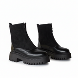 Ankle Boot Leather And Suede With Zipper Elegant E-104