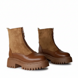 Ankle Boot Leather And Suede With Zipper Elegant E-104