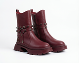 Ankle Boot Leather With Accessories Stylish E-103