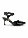 Shoes Heels Leather Glossy Elegant F-623