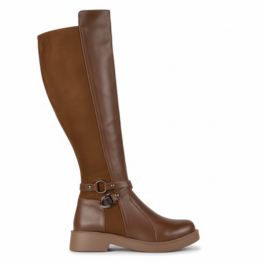 Long Boot Leather And Suede Elegant LB-47