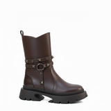 Ankle Boot Leather With Accessories Stylish E-103