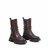 Ankle Boot Leather With Accessories Stylish E-103