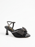 Shoes Heels Mesh With Bow And Embrodied F-616