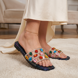 Slipper Flat Transparent Studded With Diamonds SL-256