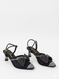 Shoes Heels Mesh With Bow And Embrodied F-616