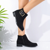 Ankle Boot Flat Suede With Buckle G-26