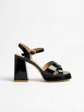 Sandal High Heel Leather Glossy With Buckle H-15