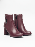 Ankle Boot Heels Leather With Zipper R-25