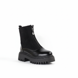 Ankle Boot Leather And Suede With Zipper Elegant E-104