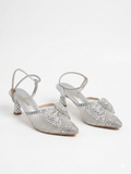 Shoes Heels Mesh With Bow And Embrodied F-616
