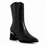 Ankle Boot Leather Crocodile Mid Heel an elegant design L-119