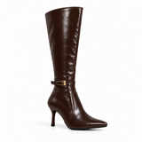 Long Boot Women’s Leather with a slim heel and a buckled strap LB-57