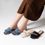 Slipper Flat Fabric With Fringes - SL-213