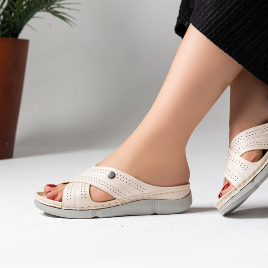 Slipper comfortable Medical Heel Flat Leather SL-198