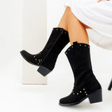 Boots Mid Calf Suede Mid Heels LB-27