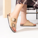 Slipper Flat Leather With Buckle SL-114