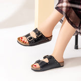 Slipper Flat Leather With Buckle SL-114