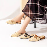Mules Flat Burlap And Leather SB-16