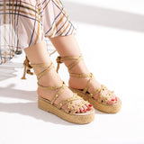 Sandal Flat Burlap With Stripes K-15