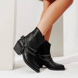Ankle Boots Leather With Accessories And Zipper G-32
