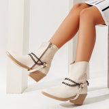 Ankle Boots Leather With Accessories And Zipper G-32