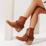 Ankle Boots Leather With Accessories And Zipper G-32