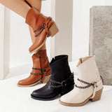 Ankle Boots Leather With Accessories And Zipper G-32