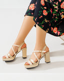 Leather Heel Sandal H-4