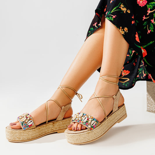 Sandal Flat Burlap K-11