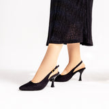 Shoes Heels Leather With Buckle F-20