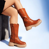 Boot Mid-Calf Leather With Zipper LB-33