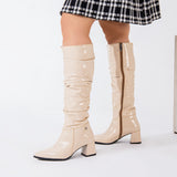 Long Boot Mid Heels Leather Glossy LB-48