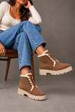 Ankle Boot Suede Mid heel winter style Fur-lined With front laces AG-4