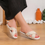 Slipper Flat Leather With Ornate  SL-210