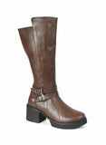Long Boot Mid Heels Leather Elegant LB-40
