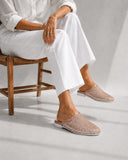 Mule flat leather Diamond-studded mesh design SB-706