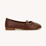 Ballerina Leather Emroided With Buckle BF-817
