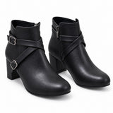 Ankle Boot Heels Leather With Accessories R-21