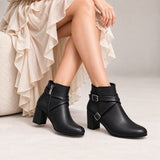 Ankle Boot Heels Leather With Accessories R-21