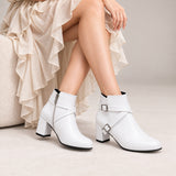 Ankle Boot Heels Leather With Accessories R-21