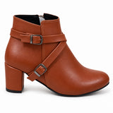 Ankle Boot Heels Leather With Accessories R-21