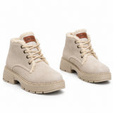 Ankle Boot Suede Mid heel winter style Fur-lined With front laces AG-4