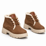 Ankle Boot Suede Mid heel winter style Fur-lined With front laces AG-4