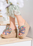 Slipper Wedge Burlap With Accessories S-20